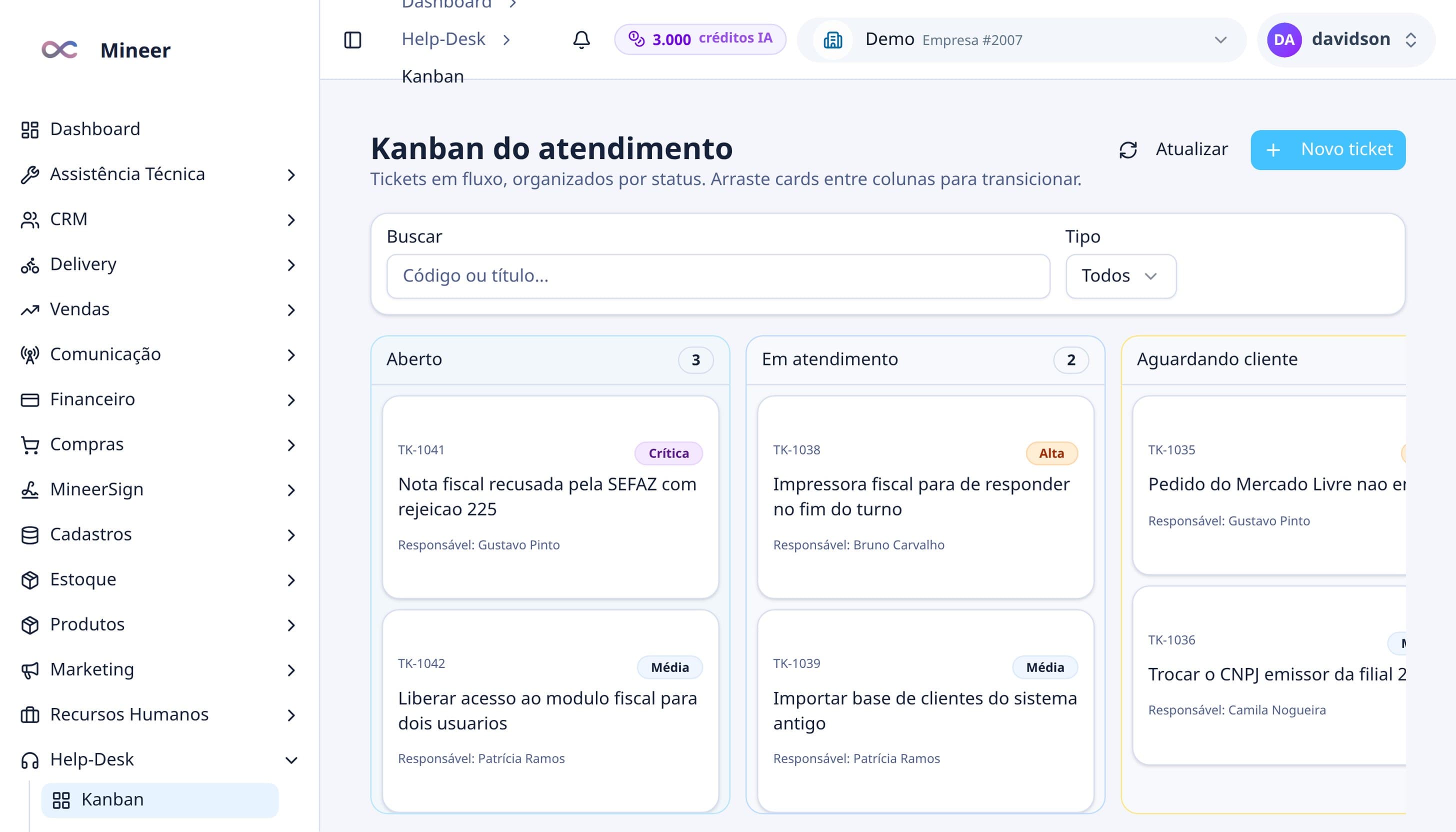 Virou problema? Abre o ticket da própria conversa