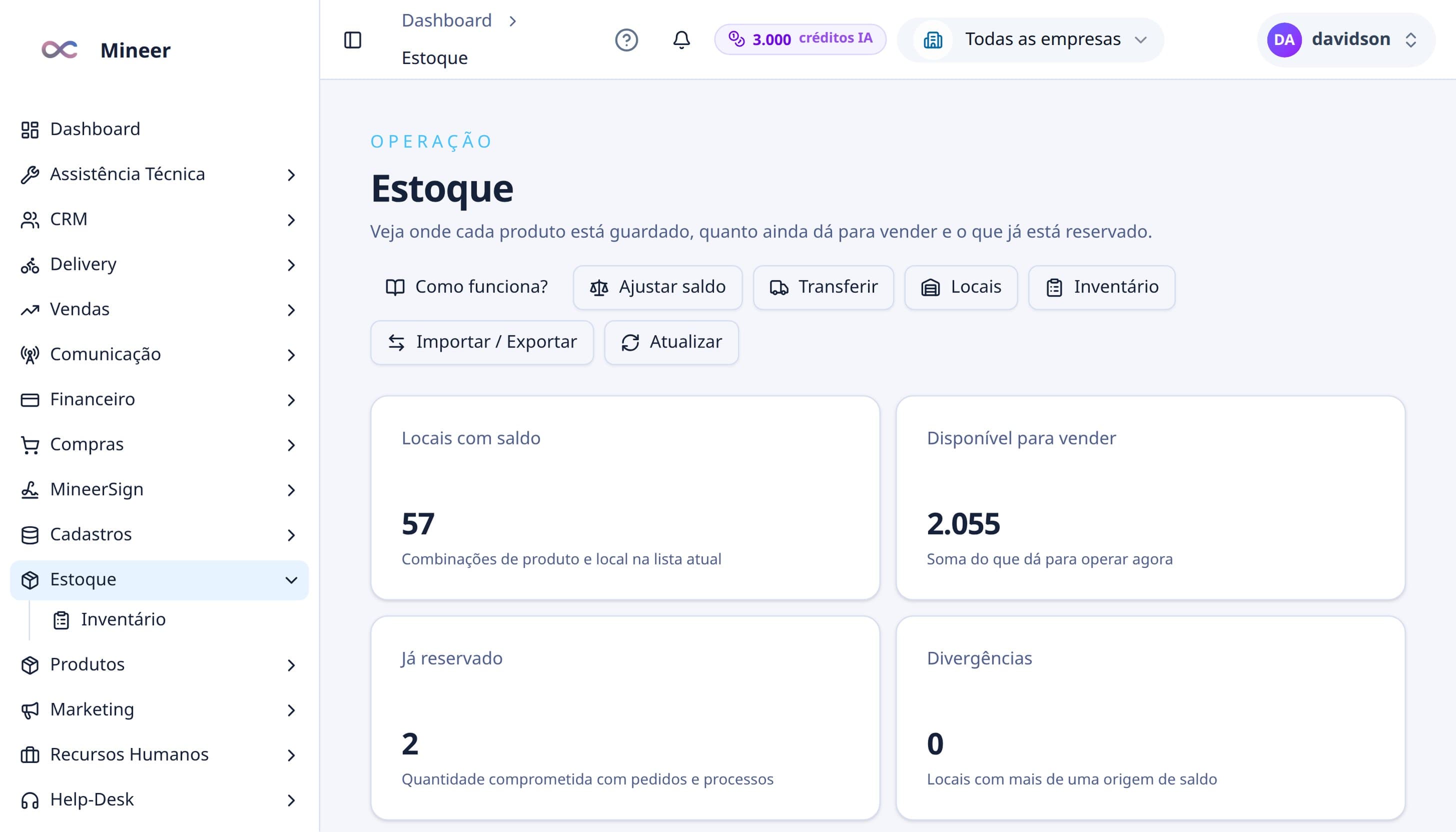 Romaneio e divergência antes do estoque