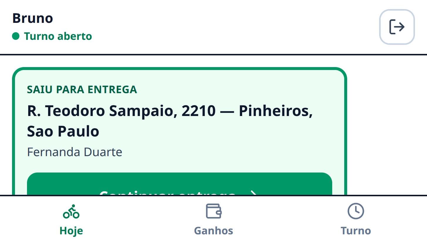 Uma entrega por vez, sem tela cheia de opção