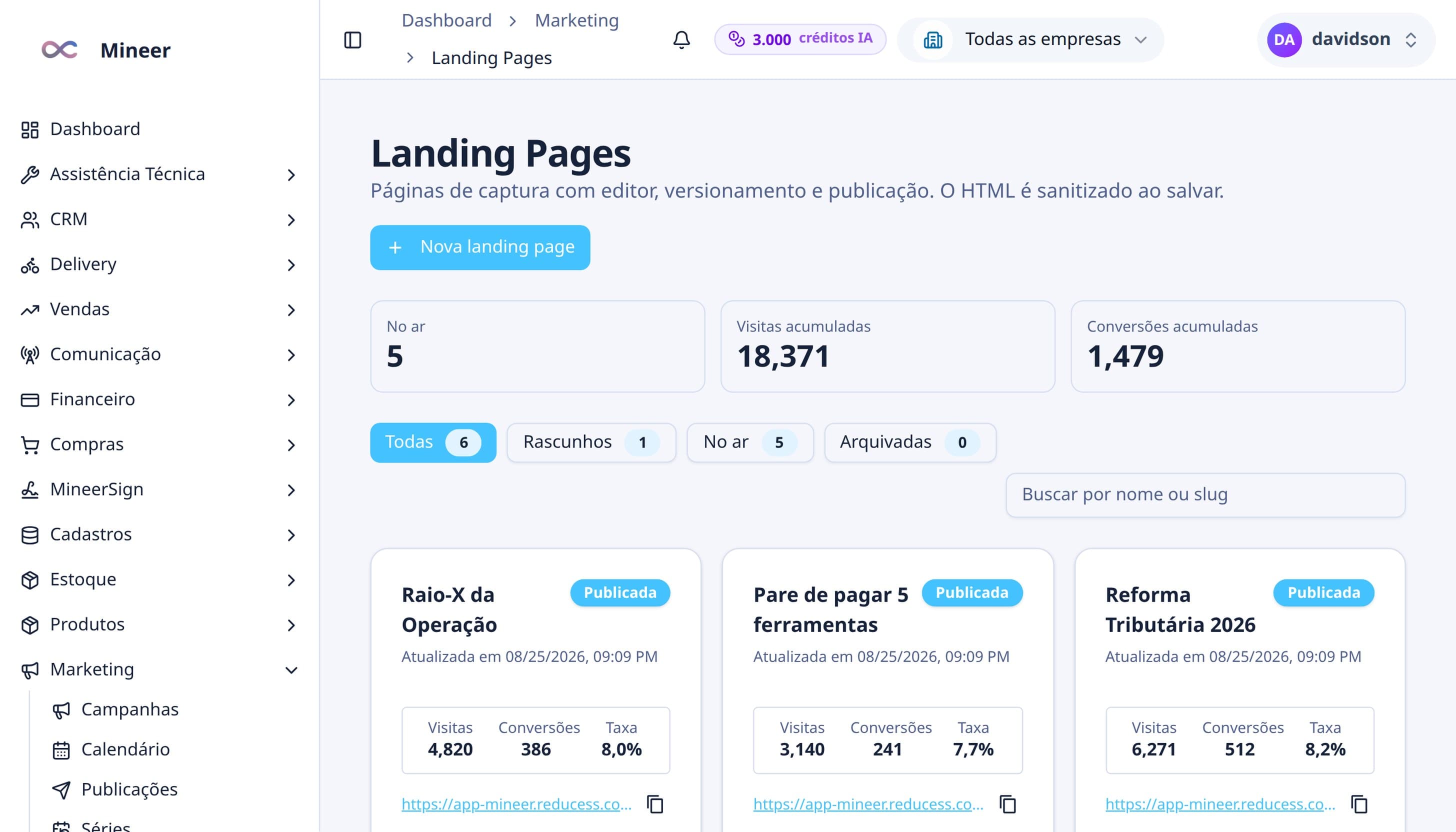 Crie a página: cole o HTML ou peça à IA