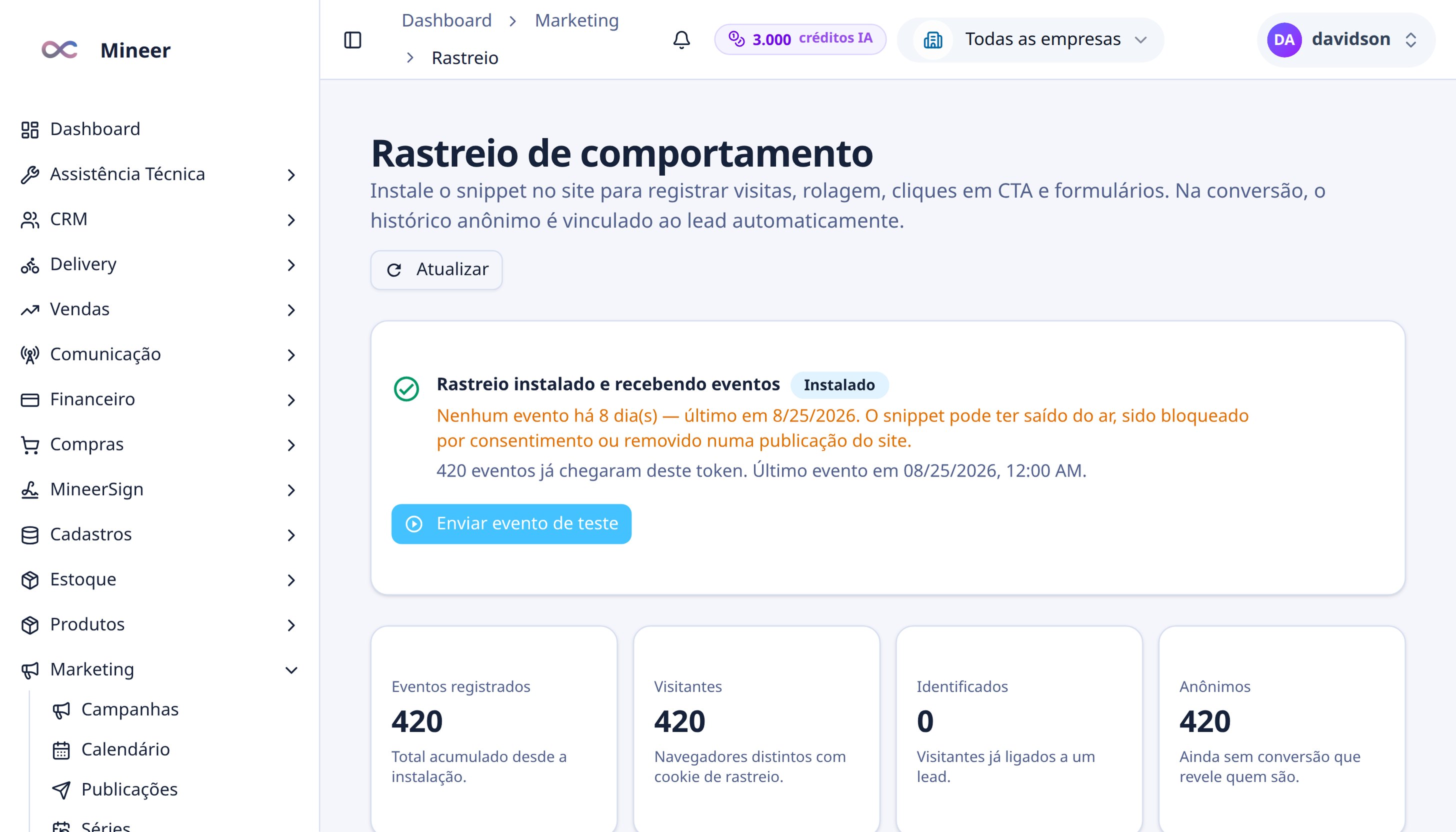 Rastreio first-party e comportamento de visitantes